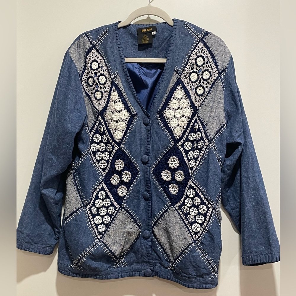 VTG Balla Balla Buttons Grannycore Jacket Size Large